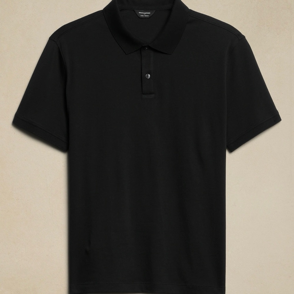 Banana Republic Luxury Touch Standard Fit Black Polo - Large